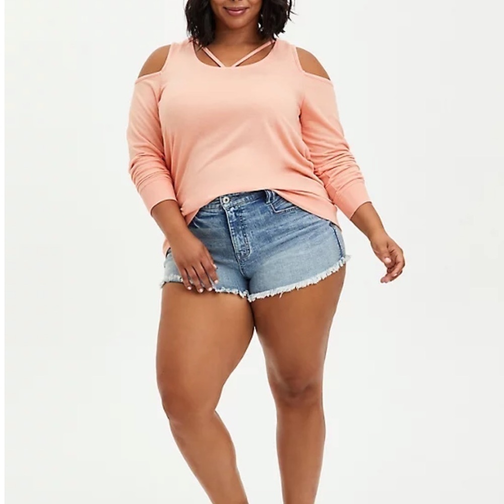 Torrid Mineral Wash Cold Shoulder Strappy Top in Peach‎ Size Large - Picture 10 of 10